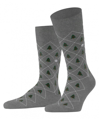 Носки мужские Burlington men Socks Christmas Tree (Размер: 40-46; Состав: Хлопок 75%; полиамид 23% эластан 2%; Цвет: серый 3390;)