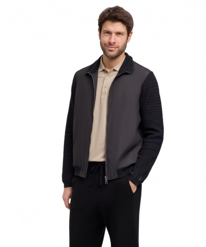 Куртка мужская Men Jacket Stand-up collar Hybrid jacket (Размер: L ; Состав: хлопок 44%, лён 36%, полиэстер 20%; Цвет: черный 3000;)