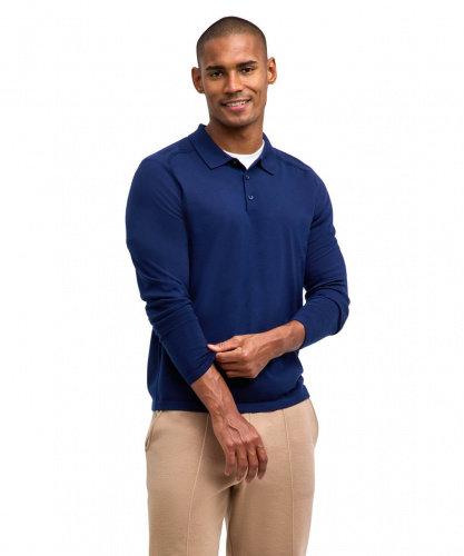 Сорочка мужская Men Polo-Shirt Polo with extra-fine Merino wool (Размер: L ; Состав: шерсть 97%,эластан 3%; Цвет: темно-синий 6116;)