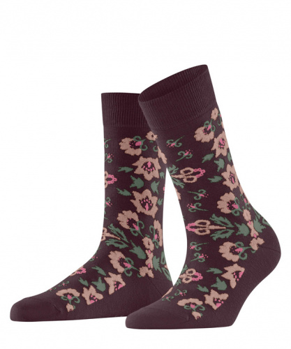 Носки женские Women socks  Velvet Blooms (Размер: 36-41; Состав: хлопок 60%;полиамид 28%;вискоза 11%;эластан 1%; Цвет: бордовый 8526;)